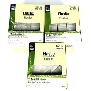 NEW Dritz Elastic 1” Non Roll Woven 3 Boxes w/ 12 Yds Ea White Polyester Rubber